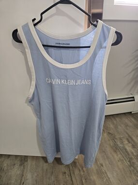 Calvin Klein Jeans Light Blue Tank with White Trim